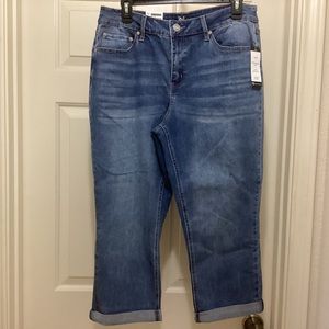 NWT New Directions size 14R denim cuffed capri comfort stretch